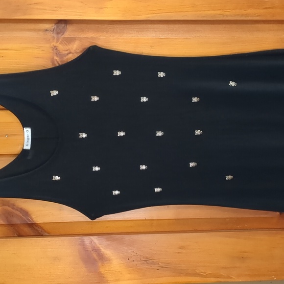 GINGER G* black sleeveless maxi dress w owl studding on front upper plain back - Picture 5 of 7